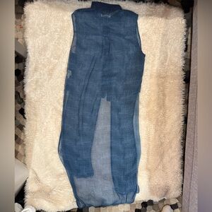 Zara Sheer Denim-Effect Navy Maxi Dress